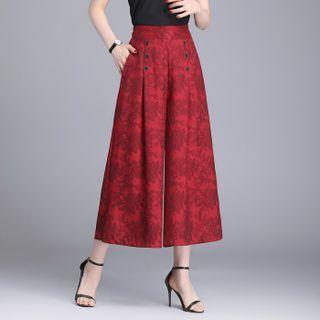 Cropped Floral Print Wide Leg Pants