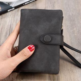 Faux-suede Snap-button Wallet
