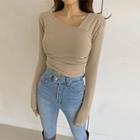 Asymmetric Shirred Crop Top