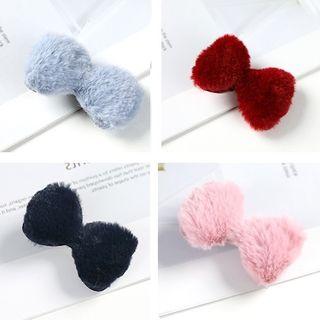 Plain Bow Furry Hair Clip