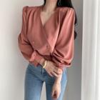 Long-sleeve Double-breasted Chiffon Top