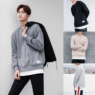 Mock Two-pieces Plain Pullover