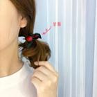 Plastic Bead Fabric Bow Hair Tie
