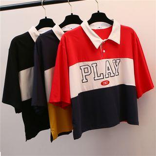 Short-sleeve Letter Placket T-shirt