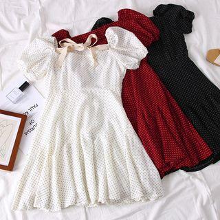 Tie-back Dotted Mini Dress