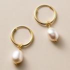 Faux Pearl Drop Ring S925 - 1 Pr - Gold - One Size