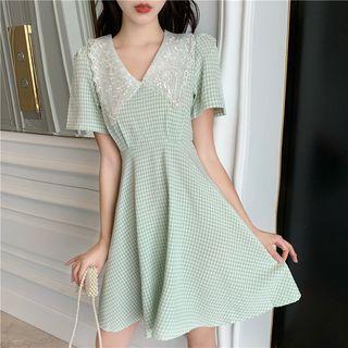 Lace-neck Plain Skirt