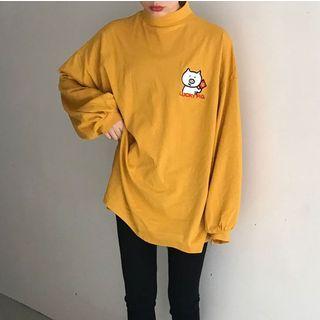 Pig Embroidered Long Pullover