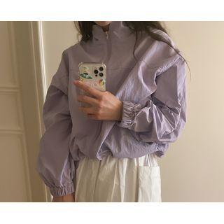 Stand-collar Nylon Zip-up Jacket