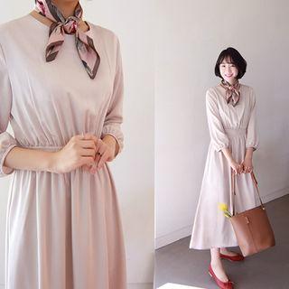 Round-neck Tie-waist A-line Dress