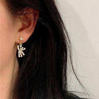 Bear Rhinestone Alloy Dangle Earring 1 Pair - S925 Silver - Gold - One Size