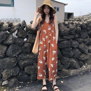 Sleeveless Floral Print Crop Jumpsuit