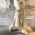 Band-waist Tiered Maxi Skirt Light Beige - One Size