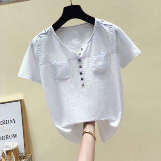 Short-sleeve Half-button T-shirt