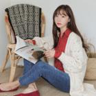 Wool Blend Long Pointelle-knit Cardigan