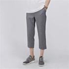 Elastic-waisted Flat-front Cropped Pants