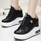Platform Hidden-wedge Safety Pin Decorated Sneakers