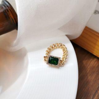 Square Rhinestone Ring Gold - One Size