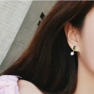 Non-matching Rhinestone Dangle Earring 1 Pair - As Shown In Figure - One Size