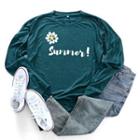 Flower Summer Print Round-neck Long-sleeve T Shirt
