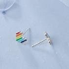 925 Sterling Silver Heart Stud Earring 1 Pair - Multicolor - One Size