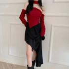 Long-sleeve Off Shoulder Top / Asymmetric Skirt
