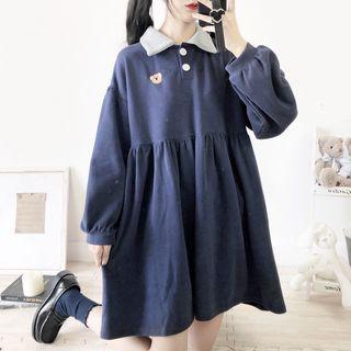 Polo Mini Pullover Dress Navy Blue - One Size