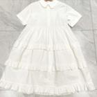 Short-sleeve Ruffled Midi A-line Shirtdress White - One Size