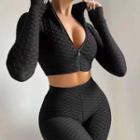Set: Cropped Zip Jacket + Biker Shorts