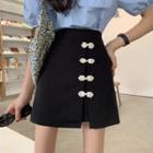 Frog Buttoned Mini Skirt