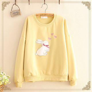 Rabbit Embroidered Bow-detail Sweatshirt