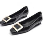 Square Buckled Patent Leather Flats