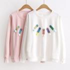Pompom Pencil Print Long Sleeve T-shirt