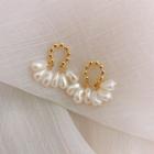 Pearl Alloy Fringed Earring 1 Pair - Earring - Silver - Geometry - Faux Pearl - Gold & White - One Size