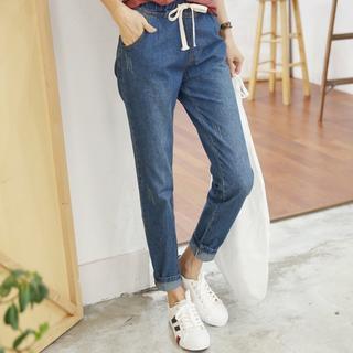 Drawstring Tapered Jeans