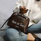 Faux-leather Lettering Satchel With Strap