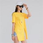 Round-neck Slit-front Top