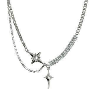 Star Rhinestone Pendant Stainless Steel Necklace