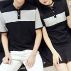 Couple Matching Striped Short-sleeve Polo Shirt / Striped Short-sleeve Polo Shirt Dress