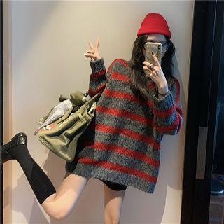 Striped Oversize Sweater / Knit Cape