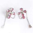Heart Cross Faux Cat Eye Stone Alloy Dangle Earring 1 Pair - Pink - One Size