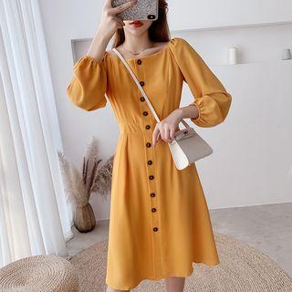 Square-neck Long-sleeve Slim-fit Dress