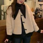 Collared Toggle-front Cardigan Almond - One Size