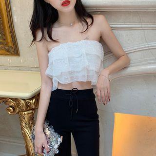 Layered Glitter Tube Top / Boot-cut Pants