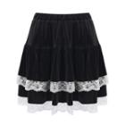 Lace Trim Tiered Mini Skirt