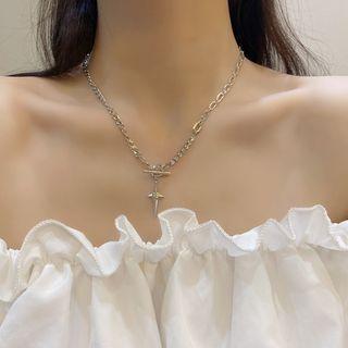 Star Pendant Alloy Necklace 1pc - Silver - One Size