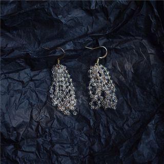 Faux Crystal Fringed Alloy Earring 1 Pair - Transparent & Gold - One Size