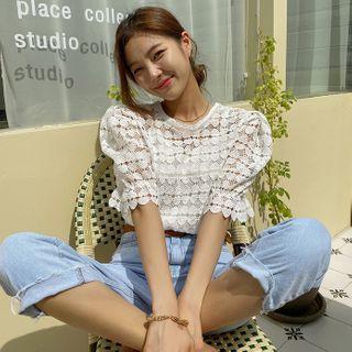 Puff-sleeve Lace Blouse & Cami