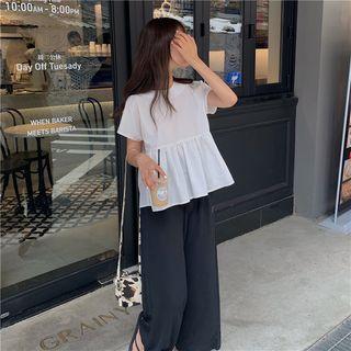 Short-sleeve Plain Top / Plain Pants