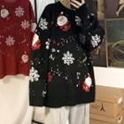 Christmas Embroidered Crewneck Knit Sweater